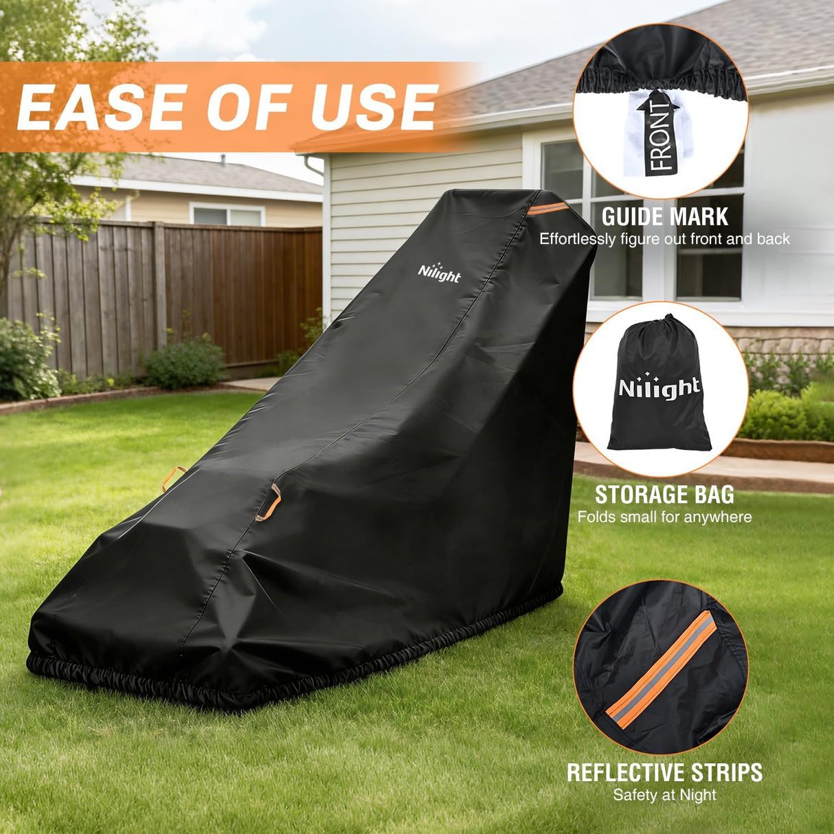 Push Lawn Mower Cover 75 Inch, Waterproof Walk Behind Mower Cover | 420D Heavy Duty Fabric, All-weather & UV Protection