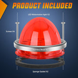 Watermelon Light 17 LED Triple Function 2PCS Red Lens Stainless Steel Bezel Marker Clearance Strobe Brake Lights 4 Plug IP68 Waterproof for Trailer Truck Pickup Camper RV ATV UTV Boat