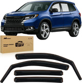 in-Channel Rain Guards for Honda Passport 2019-2024 2025 2026, Vent Window Visors Low Profile Wind Deflectors for Rain & Fresh Air Ventilation, Smoke Tinted-4PCS