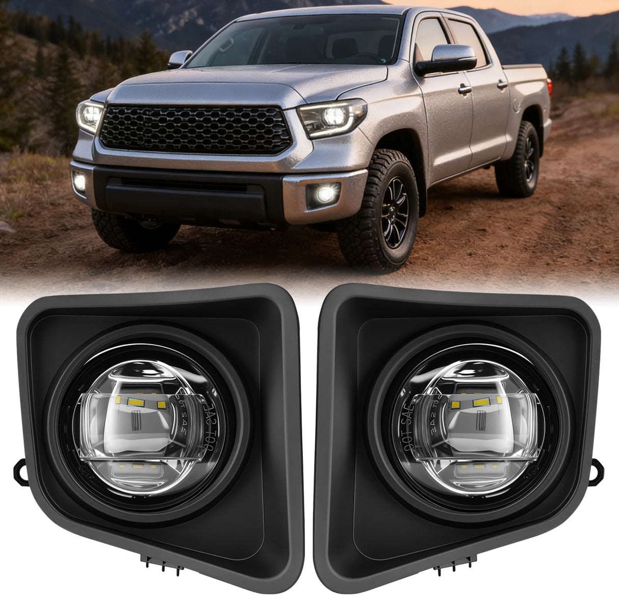 LED Fog Light Assembly Compatible with 2014 2015 2016 2017 2018 2019 2020 2021 Toyota Tundra Fog Lamps with DRL Clear Lens Driver and Passenger Side
