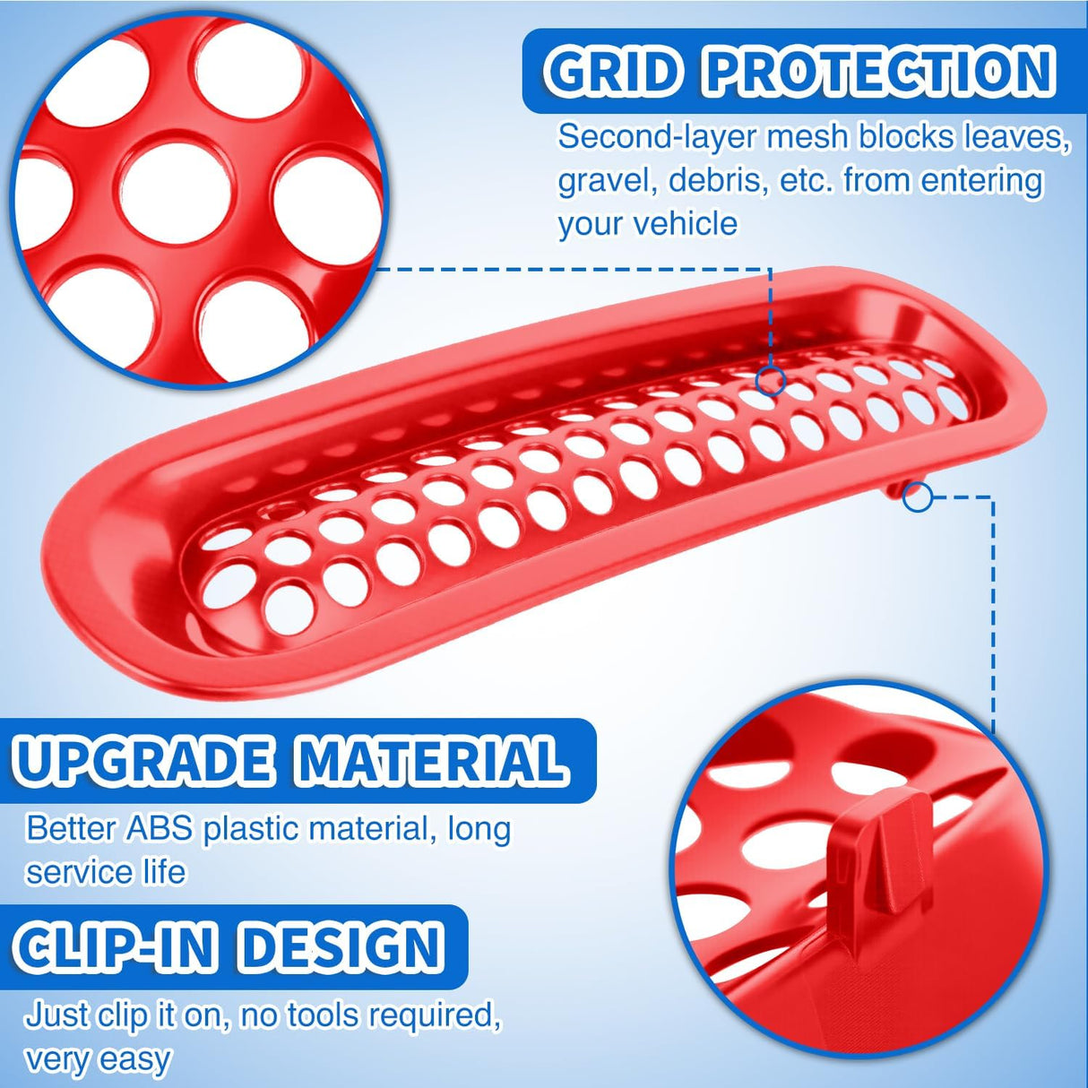 Grill Inserts fit for Jeep Wrangler Front Grille Mesh Inserts & Headlight Cover Set for JK JKU Unlimited Sports Sahara Freedom Rubicon 2007-2018 Clip-in Trim Exterior Accessories Red 9 Pcs