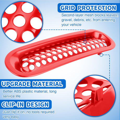 Grill Inserts fit for Jeep Wrangler Front Grille Mesh Inserts & Headlight Cover Set for JK JKU Unlimited Sports Sahara Freedom Rubicon 2007-2018 Clip-in Trim Exterior Accessories Red 9 Pcs