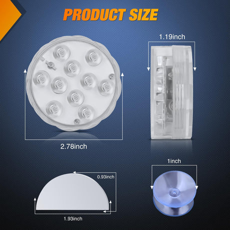 Marine Boat Light 4 PCS 10LED RGB Wireless Cabin Ambiance Multi Color Exterior Deck Lights Remote Control Submersible for Pontoon Sailboat Yacht Skeeter Fishing Bass Boats
