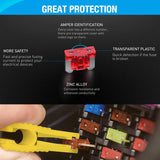 180 Pcs Automotive Blade Fuse Kit Standard Mini Fuse Assortment 5A 7.5A 10A 15A 20A 25A 30A 35A 40A with Fuse Puller & Circuit Tester Essential Replacement Fuses for Cars Trucks SUVs