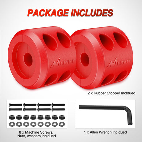 Winch Stopper for ATV UTV Truck SUV Winch Cable Hook Rubber Stopper 2 Pack Protect Towing Hook Synthetic Rope Winch Accessories Rope Line Saver with Stainless Steel Screws Allen Wrenc, Red