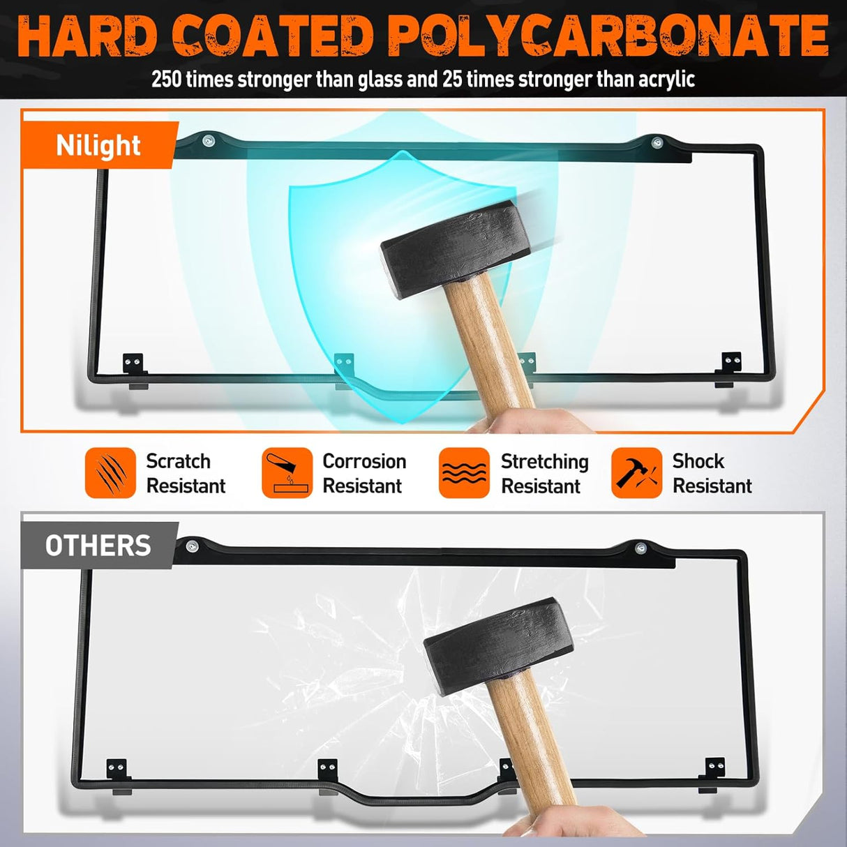Rear Window Scratch-Resistant Fit For 2017-2025 Polaris Ranger XP 1000/Crew,2020-2025 Polaris Ranger 1000/ Crew,2013-2019 Polaris Ranger XP 900/ Crew,Clear Polycarbonate UTV Windshield