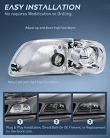 Headlight Assembly Compatible with 1997 1998 1999 2000 2001 2002 2003 Ford F-150 Expedition Black Housing