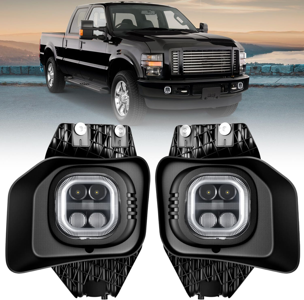 LED Fog Light Assembly Compatible with 2011 2012 2013 2014 2015 2016 Ford F250 F350 F450 F550 with Daytime Running Lights Driving Lamp Plug and Play Driver side and Passenger Side
