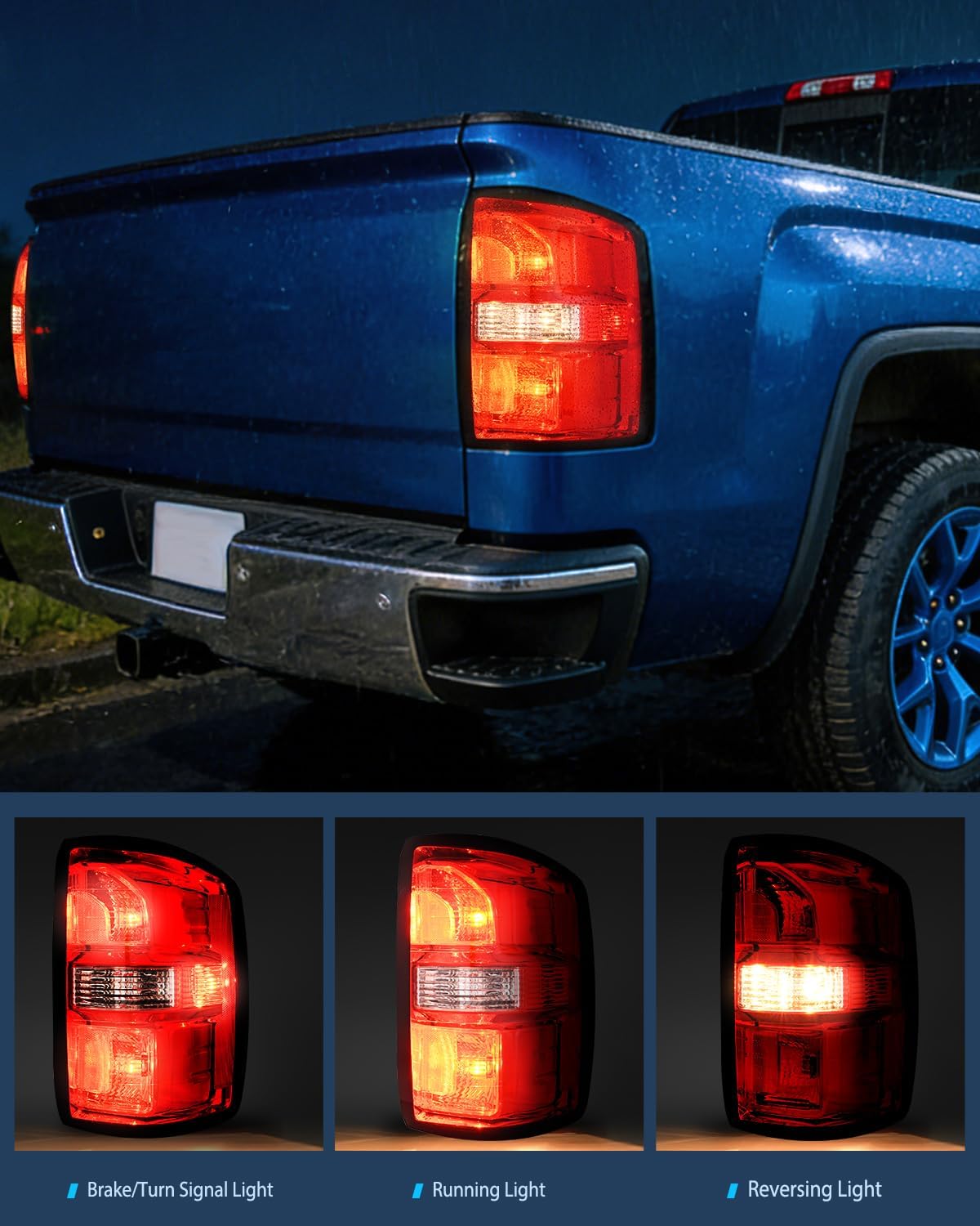 Taillight Assembly Compatible with 2014 2015 GMC Sierra 1500 2015 GMC Sierra 2500HD 3500HD Tail Light OE Style Rear Lamp Replacement Passenger Side