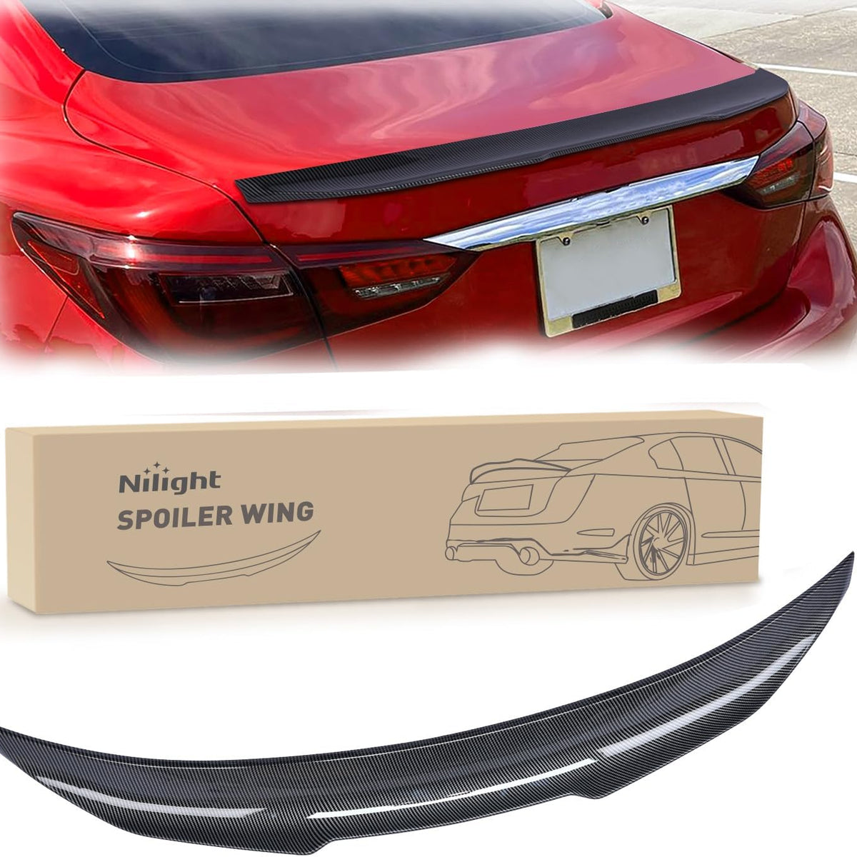 Spoiler Fit for Infiniti Q50 4 Door Sedan 2014 2015 2016 2017 2018 2019 ...