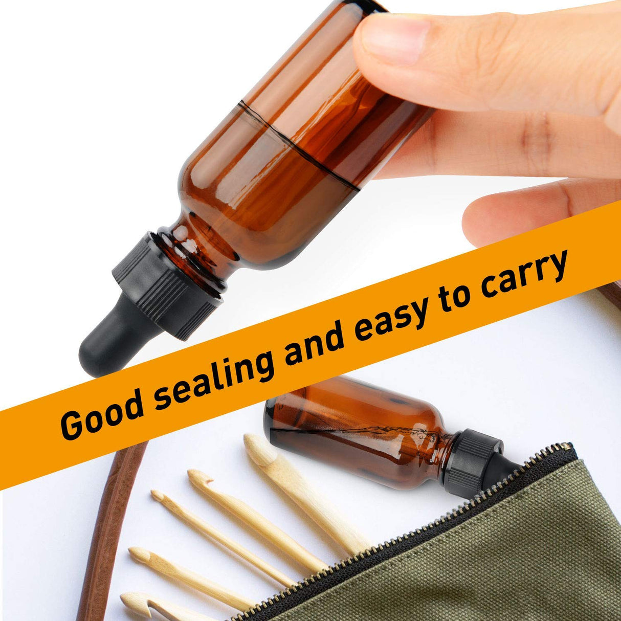 1oz Amber Glass Bottles for Essential Oils with Glass Eye Dropper - Pack of 6