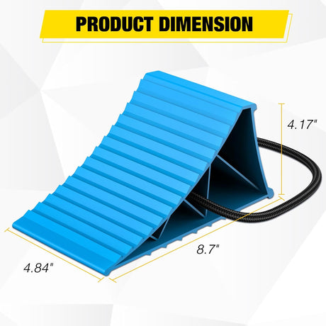 Wheel Chocks, Heavy Duty Wheel Stopper for Car, Truck, RV, Trailer, Caravan, Motorcycle, 8.7 Inch x 4.8 Inch x 4.2 Inch, 4-Pack(Blue)