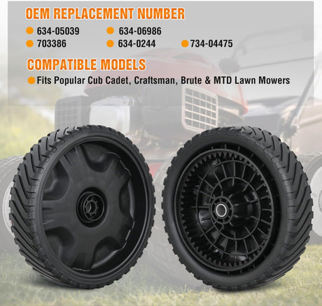 Lawn Mower Drive Wheels Replacement 8 Inch 634-05039 Assembly, Lawnmower Wheels Compatible with Troy-Bilt, Craftsman, TB200 TB210 TB220 TB230 TB270ES TB280ES, 2-Pack