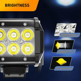 2PCS 18W LED Pods Spot Light Bar Fog Light Driving Lighting with 16AWG Off Road Wiring Harness-2 Leads for Truck Golf Cart SUV ATV UTV Boat (Auto-500)
