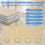 Car Seat Cushion Cover Beige Leather Front Seats Waterproof Anti-Slip with Storage Bag Wraps Bottom Fits Cars Sedan Van SUV Truck
