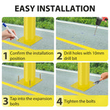 Safety Bollard, 42 inches Height Steel Bollard Post High High Visibility, 1 Pack