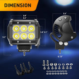 2PCS 18W LED Pods Spot Light Bar Fog Light Driving Lighting with 16AWG Off Road Wiring Harness-2 Leads for Truck Golf Cart SUV ATV UTV Boat (Auto-500)