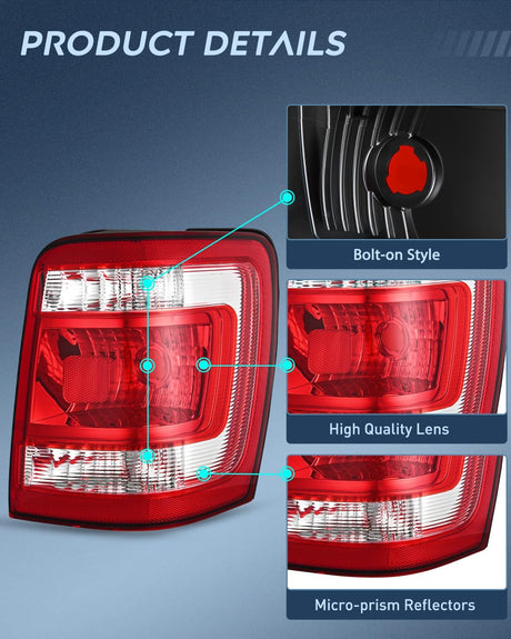 Taillight Assembly Compatible with 2008 2009 2010 2011 2012 Ford Escape Tail Lights Rear Lamp Replacement OE Style Passenger Side