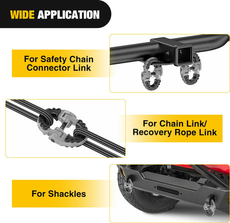 Safety Chain Connector Link, 1/2In Tow Hitch Hammerlock Coupling Link, 2 Pcs Forged Steel Tow Chain Connector for Chain Link/Recovery Rope Link/Shackle, 12000 lbs Load Limit, Grey
