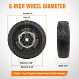 Lawn Mower Wheels Replacement 8 Inch, 2 Rear 42710-VR8-N00ZA and 2 Front 44710-VR8-N00ZA, Honda Lawnmower Wheels Compatible with HRN216 Series for Self-Propelled Walk-Behind, 4-Pack