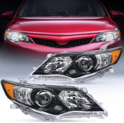 2012 2013 2014 Toyota Camry L/LE/XLE/Hybrid LE XLE Headlight Assembly Black Housing Amber Reflector