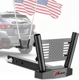 Triple Hitch Mount Flagpole Holder fits 2 Inch Receivers | Heavy Duty Metal Mount Kit Compatible with 0.87 to 1.38 Inch Diameter Flag Tube for Trucks SUV RV Pickup Camper Trailer Jeep