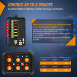 6 Gang Switch Panel 12V 24V Universal Circuit Control Relay System with RGB Backlight APP Control Fuse Wiring Harness Automatic Dimmable ON Off LED Switch Pod for Car Pickup Truck Camper SUV