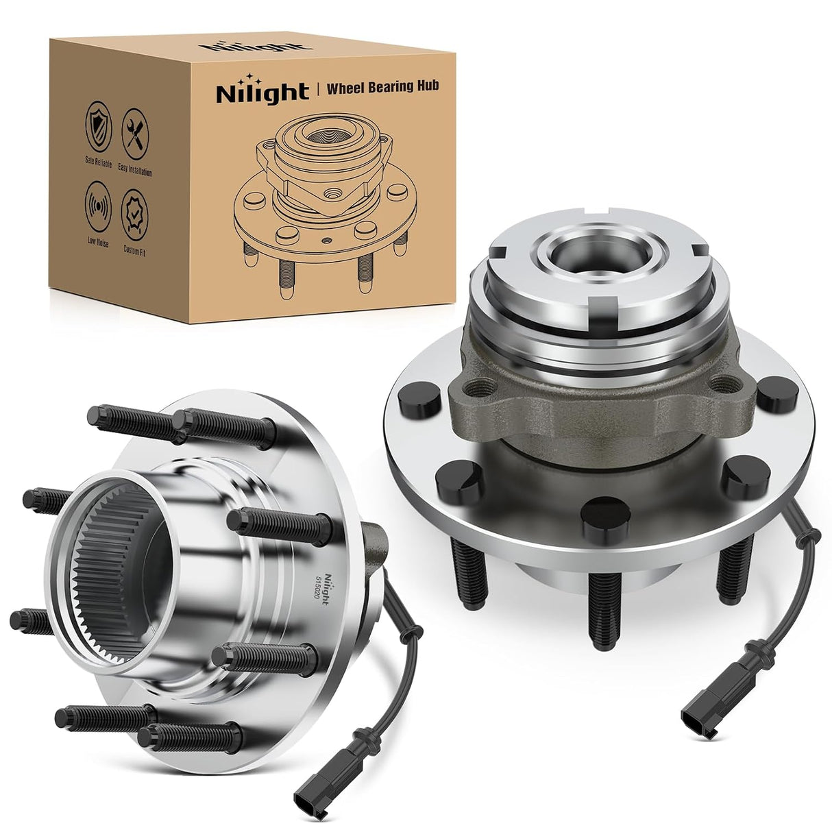 Front Wheel Bearing Hubs for 1999-2004 F-250 F-350 Super Duty, 4WD | For 2000 2001 2002 2003 2004 Ford F-250/F-350 Super Duty, Direct Replacement, Heavy-Duty Construction-2Pack