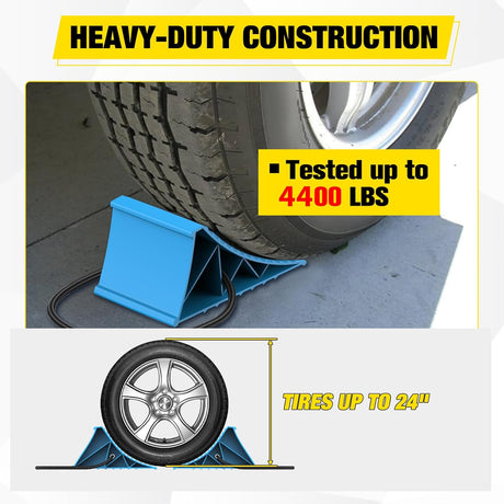 Wheel Chocks, Heavy Duty Wheel Stopper for Car, Truck, RV, Trailer, Caravan, Motorcycle, 8.7 Inch x 4.8 Inch x 4.2 Inch, 4-Pack(Blue)