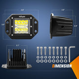 4PCS 42W Flush Mount LED Pods Spot Flood Combo Beam Driving Backup Reverse Grill Mount Light with 16AWG LED POD Lights Wiring Harness Kit -4 Leads