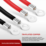 6AWG 20 Inch Battery Power Inverter Cables 3/8 Inch Lugs | Tinned Copper Teiminal Red Black Oxygen-Free Wires Max. 59.9A for Solar Motorcycle Automotive Power Inverters