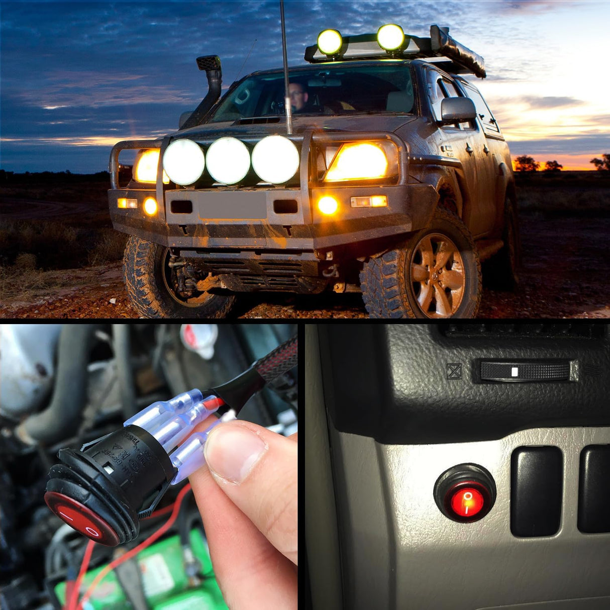 Wiring Harness Kit Nylon 16 AWG 2 Leads 12 V On Off Switch Power Relay Blade Fuse for LED Light Bar Off Road Lights on Cars Jeep Boat Trucks