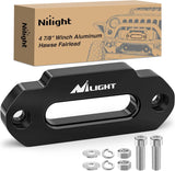 Winch Fairlead Aluminum Hawse Fairlead 4-7/8 Inch (124mm) Hole Spacing with Mounting Hardware Winch Hawse Fairlead for Synthetic Rope 2000-3500 LBS UTV ATV Winch Accessory Anodized Black
