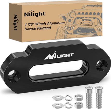 Winch Fairlead Aluminum Hawse Fairlead 4-7/8 Inch (124mm) Hole Spacing with Mounting Hardware Winch Hawse Fairlead for Synthetic Rope 2000-3500 LBS UTV ATV Winch Accessory Anodized Black