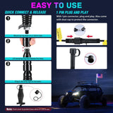 COB RGB LED Whip Light 1PC 4FT Spiral Lighted Antenna Whips | Bluetooth APP and Remote Control with DIY Chasing Patterns Music Sync and Spring Base for ATV UTV RZR Can Am and Truck