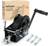 Boat Trailer Winch 3500 Lbs Hand Crank Winch Heavy Duty Boat Winches with 33Ft Strap Rope Hook Two Way Ratchet 4:1 8:1 Gear Portable Marine Manual Winch for Trailers Boat RV ATV Jet Ski Towing