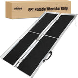 6 Feet Portable Wheelchair Ramp with Quick-Lock Non-Skid Aluminum | Handicap Ramps with Handle Folding Threshold Ramp for Home Steps, Stairs, Doorways, Scooter, Porch, Cart 800LBS Capacity