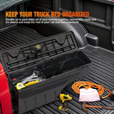 Truck Bed Tool Box Left Drivers Side Truck Tool Box Fit for Ford F-150 2015-2021 ABS Swing Case Truck Bed Storage Box with Lockable Lid Waterproof Wheel Well Toolbox Black