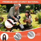 Gardening Tools 7-Piece Heavy Duty Garden Tool Set Gardening Supplies Gifts for Women Men Gardening Hand Tool Kit with Non-Slip Ergonomic Handle, Garden Bag, Pruning Shears, Black Orange