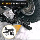 3 in 1 ATV UTV Multi Hitch Mount with 2 Inch Receiver 1-7/8 inch Ball Hitch Rated 2000 LBS Winch Strap Loop Rated 5000 LBS