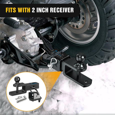 3 in 1 ATV UTV Multi Hitch Mount with 2 Inch Receiver 1-7/8 inch Ball Hitch Rated 2000 LBS Winch Strap Loop Rated 5000 LBS