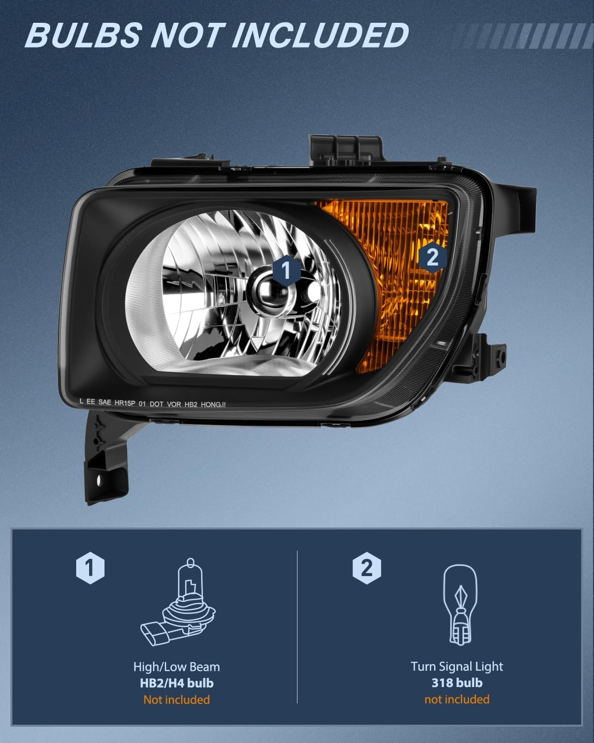 Headlight Assembly Compatible with 2003 2004 2005 2006 Honda Element OE Style Replacement Halogen Headlights Black Housing Amber Reflector Headlamp Passenger and Driver Side