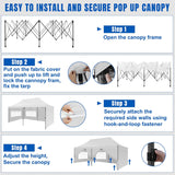 10x20 Pop Up Canopy Tent with Sidewalls Instant Outdoor Canopy, Waterproof & UV Protection, Easy Setup Adjustable Height Heavy Duty Shelter Gazebo Tent for Patio Backyard Party Events, White
