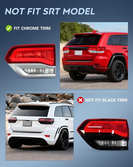 Taillight Assembly Compatible with 2014 2015 2016 2017 2018 2019 2020 Jeep Grand Cherokee Laredo/Limited/Overland/Summit Tail Lights Inner Passenger Side w/Bulbs