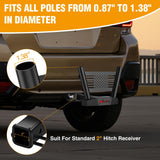 Dual Hitch Mount Flagpole Holder fits 2 Inch Receivers | Heavy Duty Metal Mount Kit Compatible with 0.87 to 1.38 Inch Diameter Flag Tube for Trucks SUV RV Pickup Camper Trailer Jeep