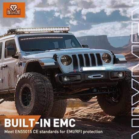 LED Light Bar with Amber DRL 19 Inch 150W Offroad Light Anti-Glare Flood Spot Combo LED Driving Light IP68 w/ 14 AWG DT Connector Wiring Harness for Pickup Truck SUV ATV UTV Boat 4x4