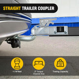 Straight Trailer Coupler with Security Latch&Chain for 1-7/8 Inch Hitch Ball, 2-Inch Channel,2000 LBS, Heavy Duty Trailler Tongue Coupler for Station Wagon, Truck, Bolted & welded installation