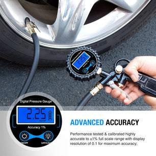 Digital Tire Inflator Pressure Gauge 250PSI Nilight