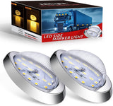 6 Inch Amber Teardrop Side Marker Light,18 LED Turn Signal | Clear Lens Chrome Bezel IP67 Waterproof Surface Mount 2 Pack Fits Freightliner Century Columbia & Coronado Trucks Trailers