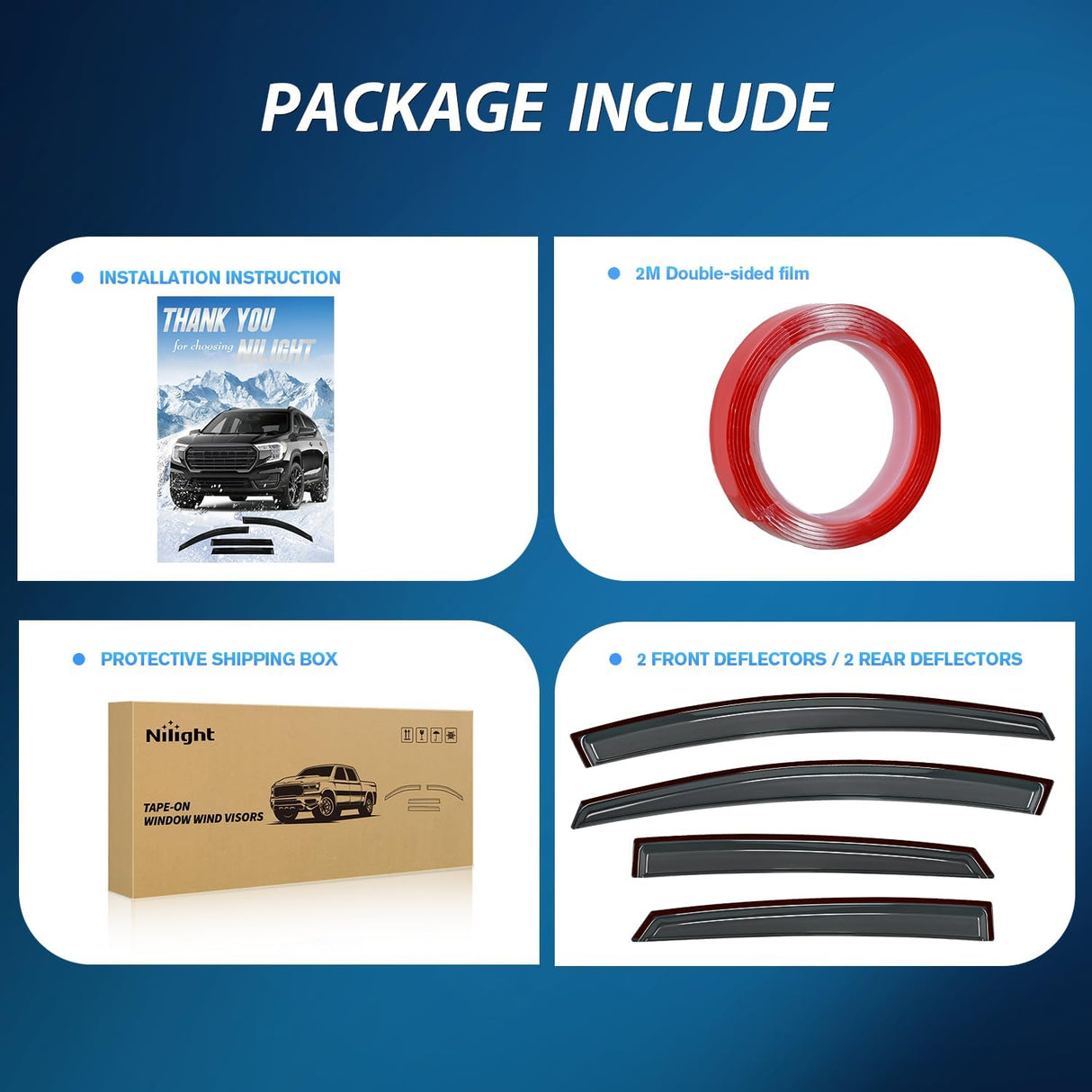 Window Rain Guards for Ford Focus Sedan 2012-2018, NOT for Hatchback Models, Tape-On Wind Deflectors Vent Visors, Smoke Sun Rain Guard, 4PCS